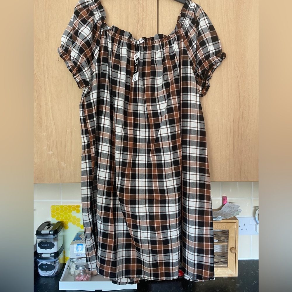Checkered smock summer dress size 16 - pep&co - Picture 1 of 5